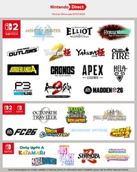 Інфографіка релізів з Nintendo Direct: Partner Showcase