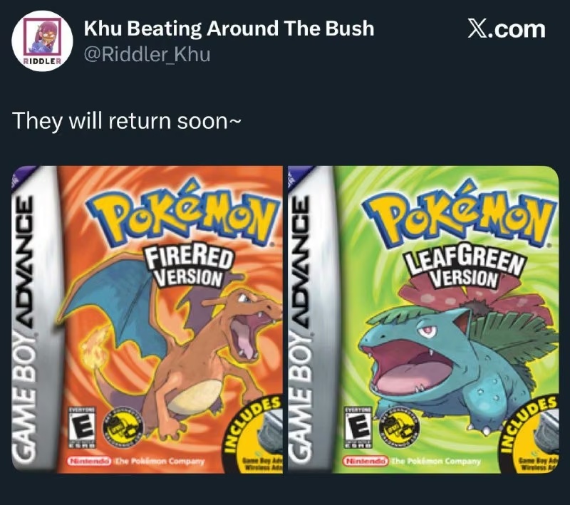 Чутки: Pokémon FireRed та LeafGreen перевидадуть на Nintendo Switch