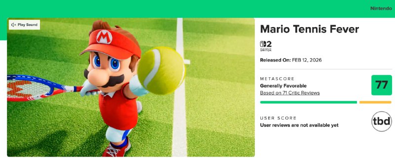Mario Tennis Fever отримала посередні оцінки від критиків