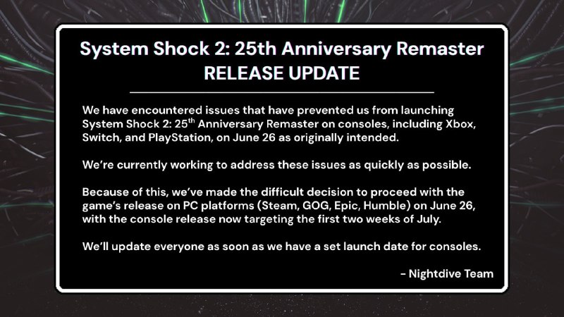 Реліз System Shock 2 Remastered на Switch та інші консолі відкладено