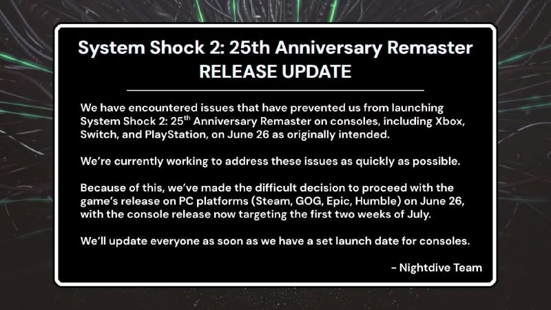 Реліз System Shock 2 Remastered на Switch та інші консолі відкладено
