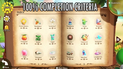 Yoshi and the Mysterious Book: Критерії 100% проходження