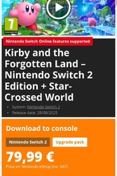 Ігри для Nintendo Switch 2 коштуватимуть 80 євро