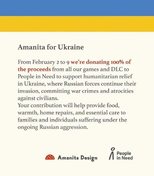 Amanita Design віддасть 100% прибутку на допомогу Україні