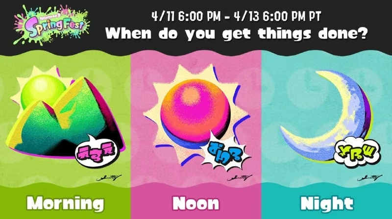 Новий Splatfest у Splatoon 3: обирайте свій ідеальний час для справ