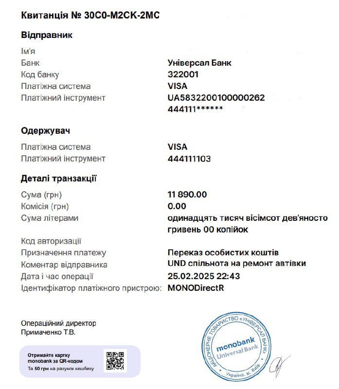 Звіт про донати та анонс події о 19:30