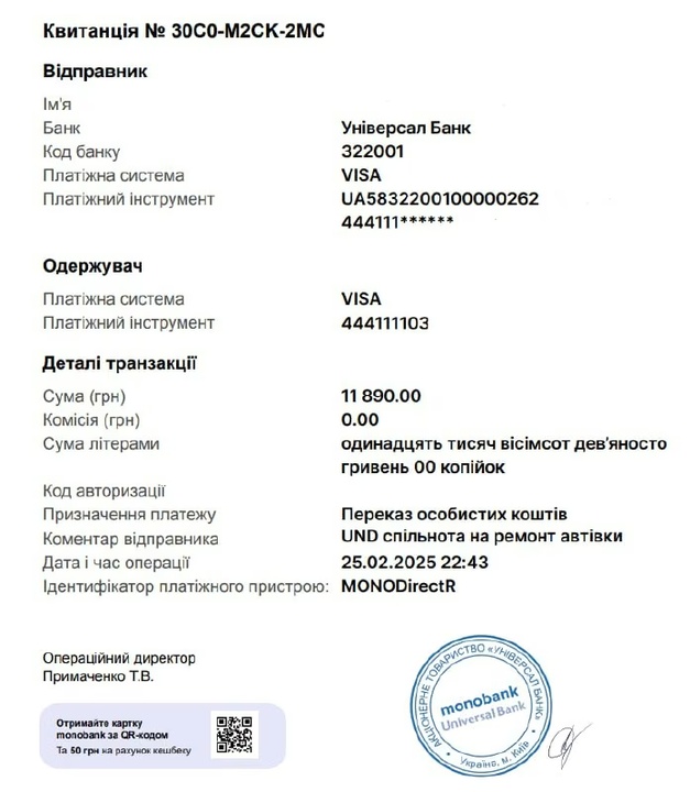 Звіт про донати та анонс події о 19:30