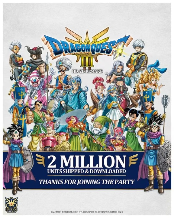 Dragon Quest III HD-2D Remake: продано понад 2 млн копій