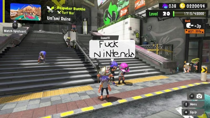 Крінжові скріншоти про Nintendo у грі Splatoon 3