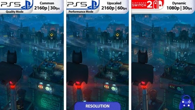LEGO Batman: Legacy of the Dark Knight — graphics comparison on Nintendo Switch 2 and PS5