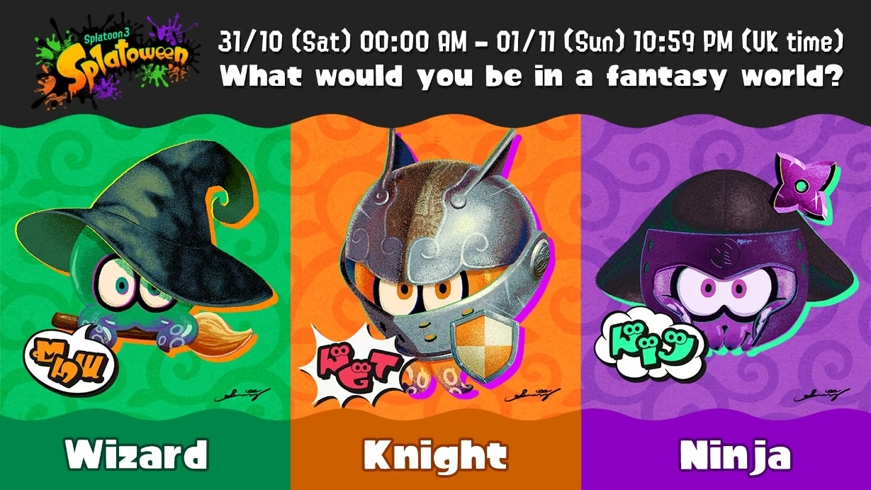 Анонсовано Splatoween 2026 для Splatoon 3: чарівник, лицар чи ніндзя?