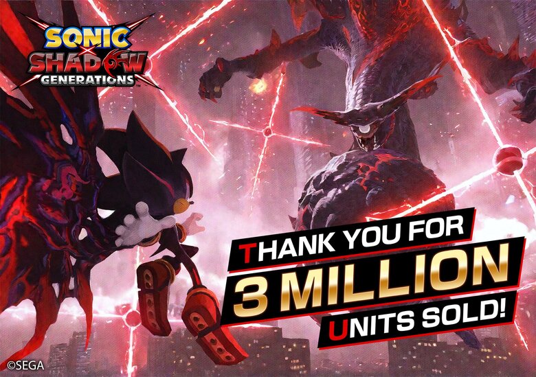 Продажі SONIC X SHADOW GENERATIONS перевищили 3 мільйони копій
