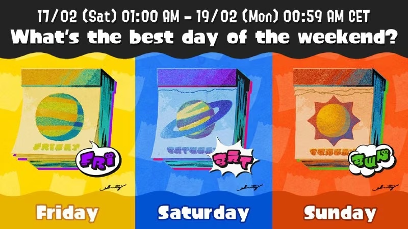 Новий Splatfest у Splatoon 3: обирайте свій улюблений день тижня