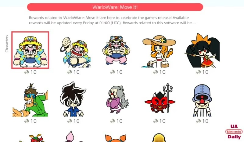 Нові іконки WarioWare: Move It! для підписників Nintendo Switch Online