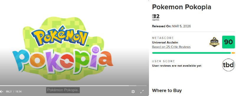 Pokemon Pokopia: 90 балів від критиків та реліз на Nintendo Switch 2