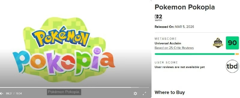 Pokemon Pokopia: 90 балів від критиків та реліз на Nintendo Switch 2