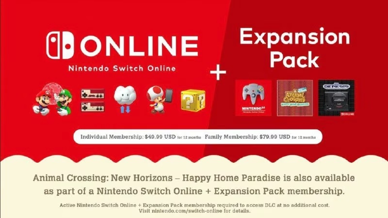 Nintendo Switch Online + Expansion Pack: ціна, дата релізу та склад