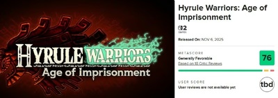 Перші відгуки на Hyrule Warriors: Age of Imprisonment та дата релізу