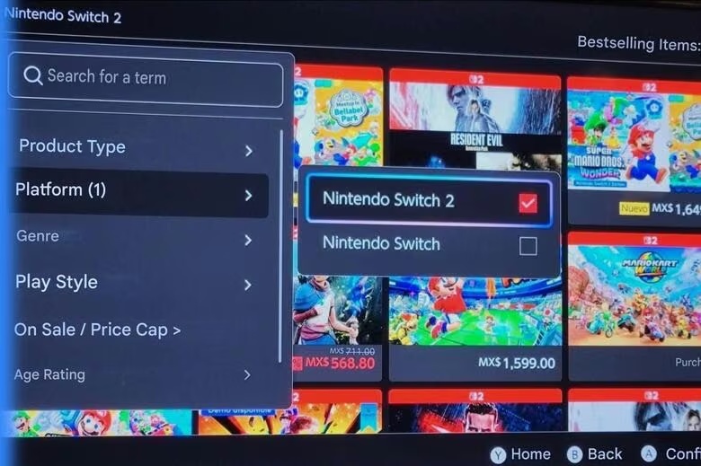 В Nintendo eShop з'явився фільтр пошуку для ігор Switch 2